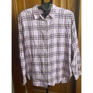 Gap Plaid Flannel Shirt XL Tall Womens Purple Button Down Gap XL Excellent